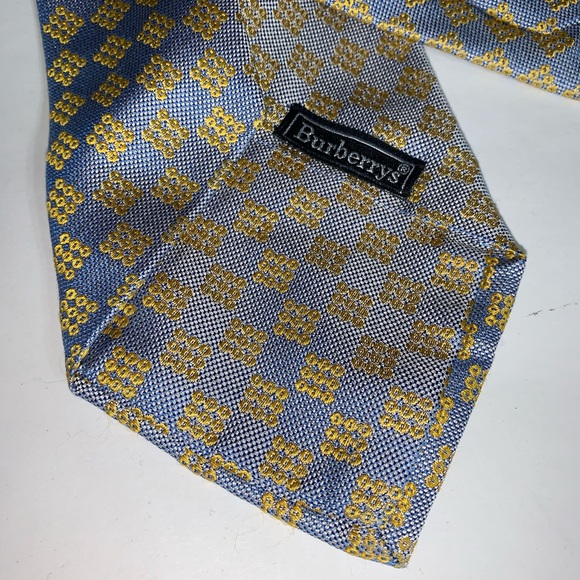 authentic BURBERRY 100% silk NECKTIE blue/yellow - Picture 4 of 8